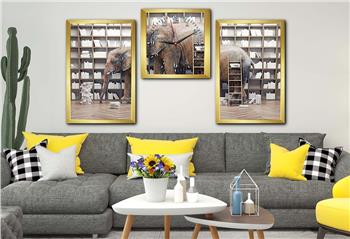 Tempered Glasss Wall Arts Art-Themed Set with Clock