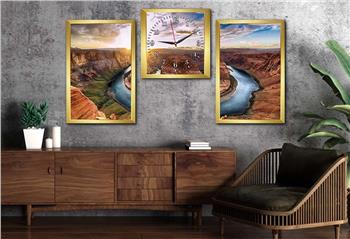 Tempered Glasss Wall Arts Art-Themed Set with Clock