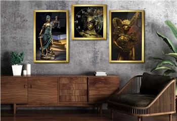 Tempered Glasss Wall Arts Art-Themed Set with Clock