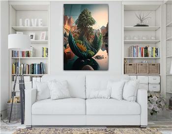 Dikey Sanat Temalı Cam Tablo 304