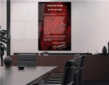 Atatürks Address to the Turkish Youth Glass Wall Art