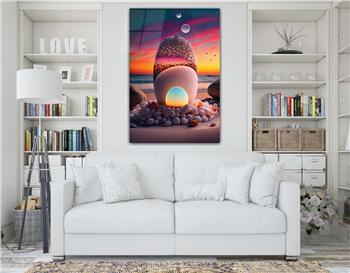 Dikey Sanat Temalı Cam Tablo 309