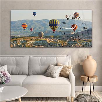Yatay Saatli Yandan Sanat ve Doğa Temalı Cam Tablo 058