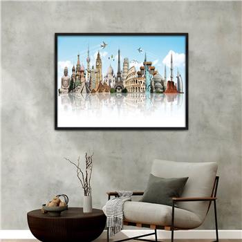 Aluminum-Framed Art-Themed Tempered Glass Wall Art 077