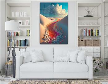 Dikey Sanat Temalı Cam Tablo 306