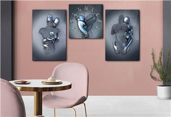 Tempered Glasss Wall Arts Art-Themed Set with Clock