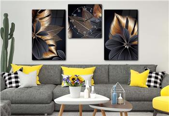 SANAT TEMALI CAM TABLO SAAT SETİ 