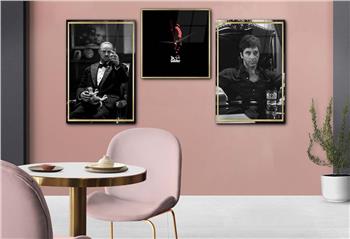 Tempered Glasss Wall Arts Art-Themed Set with Clock