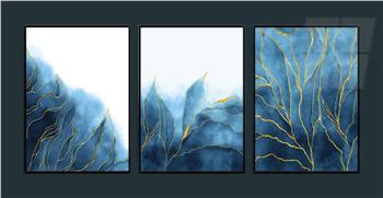 Alüminyum Çerçeveli Sanat Temalı 3lü Set MDF Tablo 0083