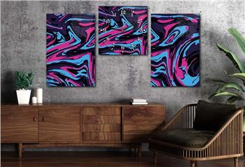 SANAT TEMALI CAM TABLO SAAT SETİ 