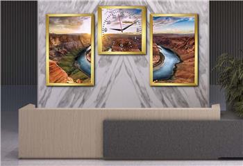 Tempered Glasss Wall Arts Art-Themed Set with Clock