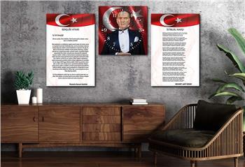 İSTİKLAL MARŞI MUSTAFA KEMAL ATATÜRK GÖRSELLİ CAM TABLO CAM SAAT SETİ 