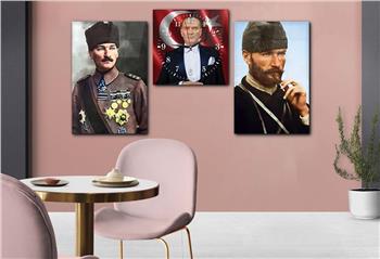  MUSTAFA KEMAL ATATÜRK GÖRSELLİ CAM TABLO CAM SAAT SETİ 