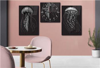 SANAT TEMALI CAM TABLO SAAT SETİ 