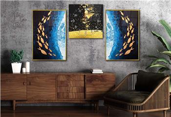 SANAT TEMALI CAM TABLO SAAT SETİ 