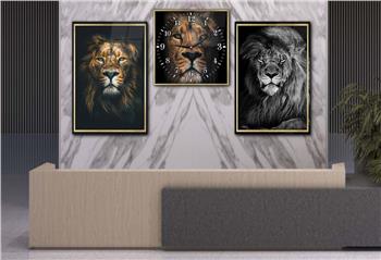 Tempered Glasss Wall Arts Art-Themed Set with Clock