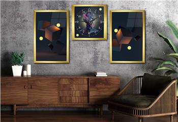 Tempered Glasss Wall Arts Art-Themed Set with Clock