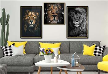 Tempered Glasss Wall Arts Art-Themed Set with Clock