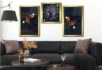 Tempered Glasss Wall Arts Art-Themed Set with Clock
