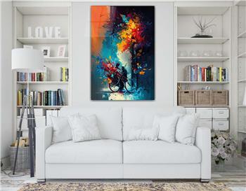 Dikey Sanat Temalı Cam Tablo 318