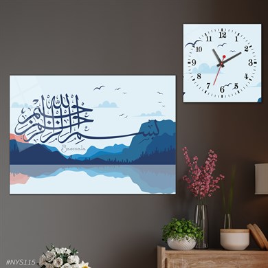 Tableau en verre et horloge carrée en verre 