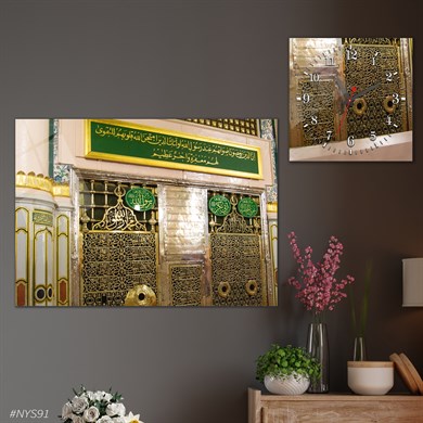 Tableau en verre et horloge carrée en verre 