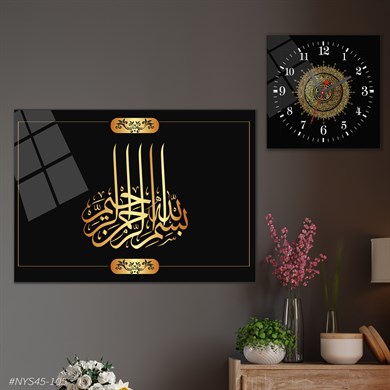 Tableau en verre et horloge carrée en verre 