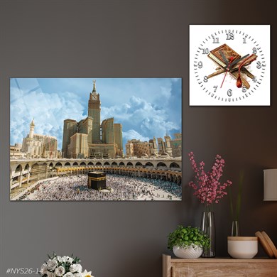 Tableau en verre et horloge carrée en verre 