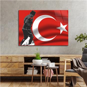 Yatay Vatan Temalı Cam Tablo 38