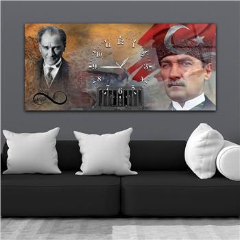 Türk Bayrağı , Atatürk ve Anıtkabir Saatli Cam Tablo 068