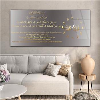 Yatay Saatli Yandan Dini Temalı Cam Tablo 015