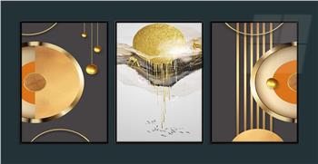 Alüminyum Çerçeveli Sanat Temalı 3lü Set MDF Tablo 0080
