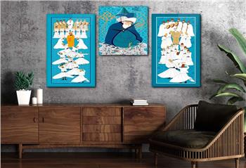 MESLEVİ VE MEVLANA GÖRSELLİ CAM TABLO CAM SAAT SETİ