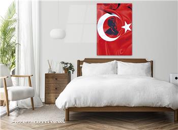 TÜRK BAYRAĞI VE F.SULTAN MEHMET HAN GÖRSELLİ CAM TABLO