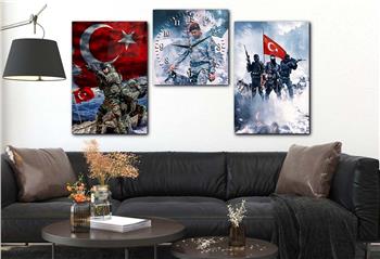 ŞEHİT ÖMER HALİS DEMİR GÖRSELLİ CAM TABLO CAM DUVAR SAATİ 
