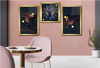 Tempered Glasss Wall Arts Art-Themed Set with Clock