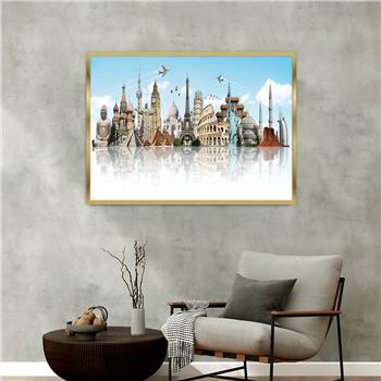 Aluminum-Framed Art-Themed Tempered Glass Wall Art 077
