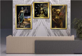Tempered Glasss Wall Arts Art-Themed Set with Clock