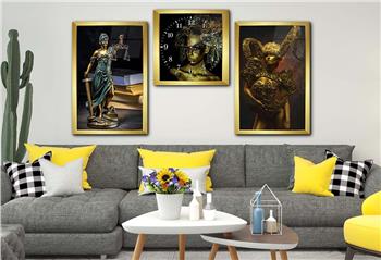 Tempered Glasss Wall Arts Art-Themed Set with Clock
