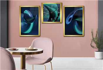 Tempered Glasss Wall Arts Art-Themed Set with Clock