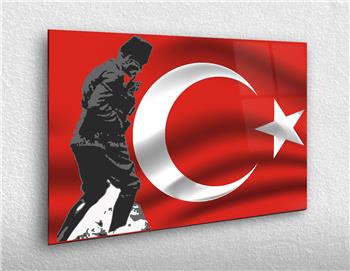 Yatay Vatan Temalı Cam Tablo 38
