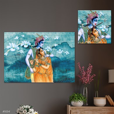 Tempered Glasss Wall Arts Art-Themed Set with Square Clock