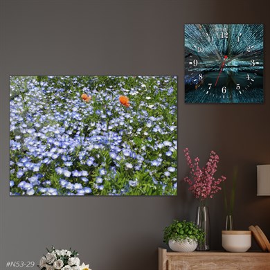 Sanat Temalı Cam Tablo Kare Cam Saat Seti