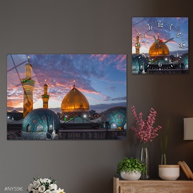 Sanat Temalı Cam Tablo Kare Cam Saat Seti