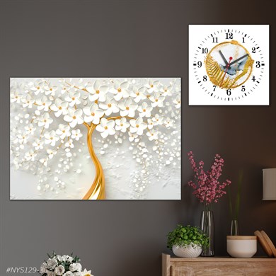 Tableau en verre et horloge carrée en verre 