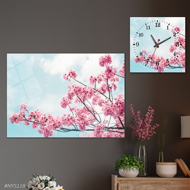 Tableau en verre et horloge carrée en verre 