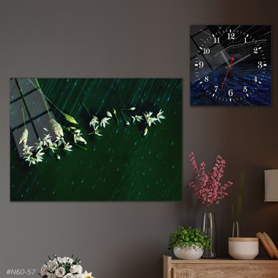Sanat Temalı Cam Tablo Kare Cam Saat Seti