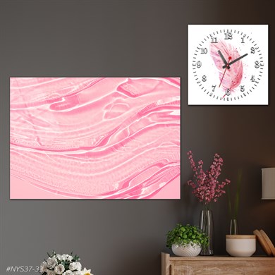 Tempered Glasss Wall Arts Art-Themed Set with Square Clock