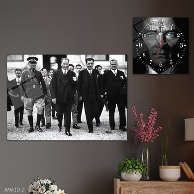 Tempered Glasss Wall Arts Art-Themed Set with Square Clock