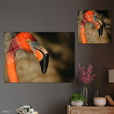 Sanat Temalı Cam Tablo Kare Cam Saat Seti
